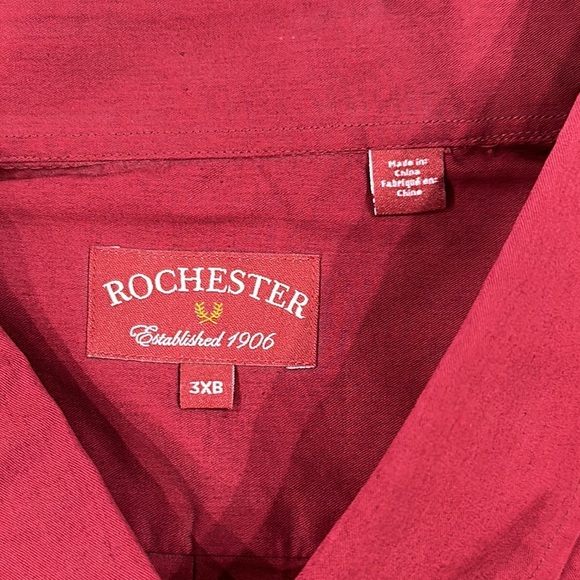 Rochester Mens Cotton Short Sleeve Red Button Up Collared Shirt - 3XB - Picture 6 of 7